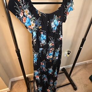 New Look Black Floral Maxi Dress